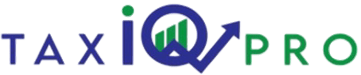 Tax IQ Pro logo with arrow design.